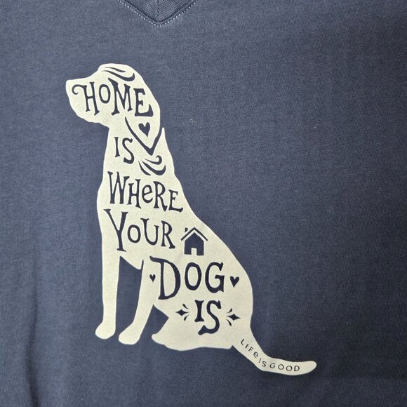 Life‎ Is Good XS Crusher-Lite V-Neck Tee Home Is Where Your Dog Is Navy Blue - Picture 3 of 8